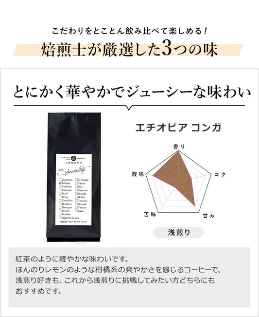 【送料無料】JCRC2023優勝の焙煎士が厳選したSPECIALTYセット(100g×3袋)